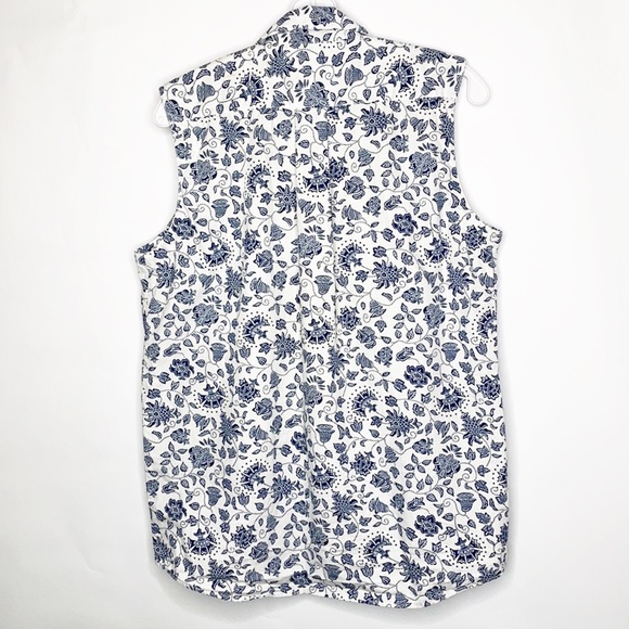 Blue & White Cotton Summer Top (M) - Picture 3 of 6